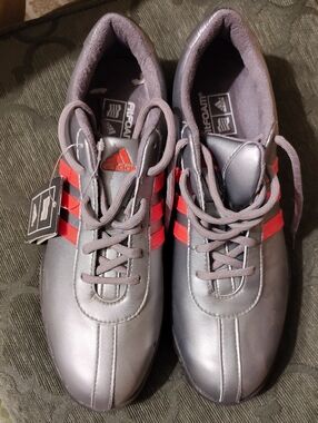 adidas Rare Women's Driver Gray Golf Shoes with Red Stripes